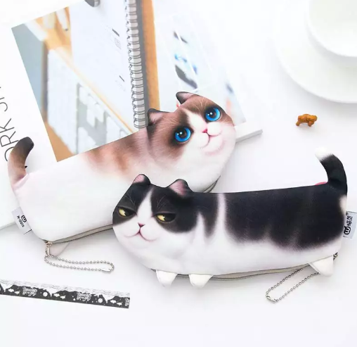 创意猫咪文具袋厂家 创意可爱笔袋定制 仿真动物文具盒定做logo 学生文具用品批发厂家